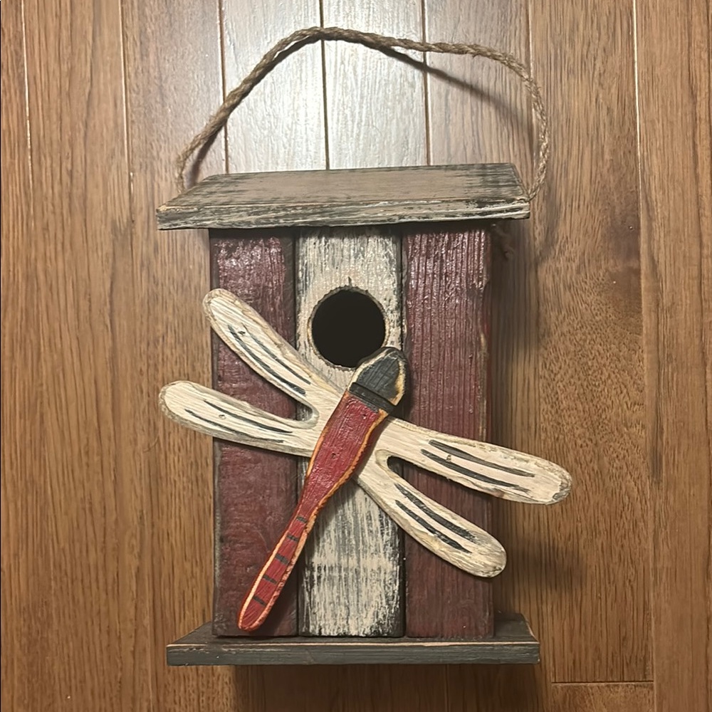 Handmade Rustic Dragonfly Birdhouse - Picture 1 of 4